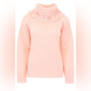 Miu Miu Pink Turtle Neck Fray Sweater IT36=US0